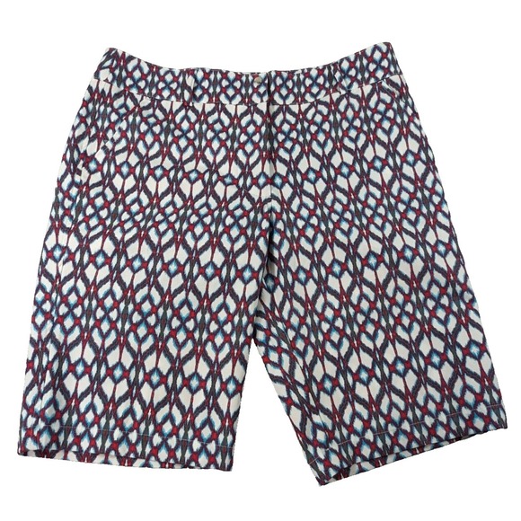 GG Blue Shorts Women's Multicolor Geometric Dophamine Snap Button Active Size 10 - Picture 1 of 12